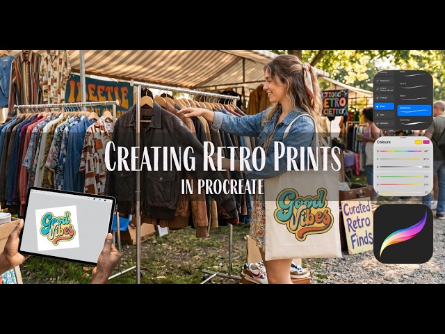 How to Create Retro Text Prints in Procreate! ✌️ (Beginner Lettering Tutorial)