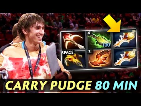 Dendi CARRY Pudge Build — 2x RAPIER 80 min HARD GAME