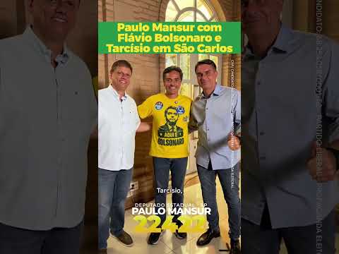 Paulo Mansur com Flávio Bolsonaro e Tarcísio, em São Carlos.🇧🇷🇧🇷