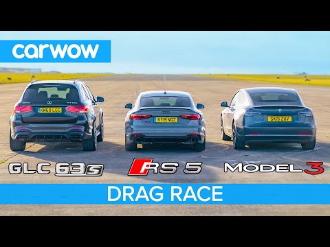 Tesla Model 3 vs Audi RS5 vs AMG GLC63: DRAG RACE *surprise result*!
