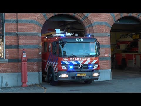 P1, Brandweer Amsterdam [TS 13-3332] vanuit kazerne Dirk naar woningbrand Kinkerstraat Amsterdam