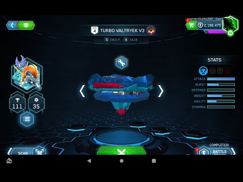 Turbo Valtryek vs Brutal Luinor in the BeyBlade Burst App!