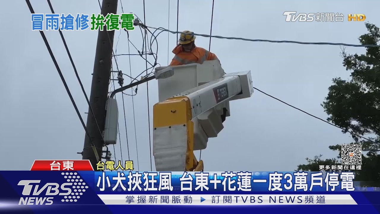 小犬挾狂風 台東+花蓮一度3萬戶停電