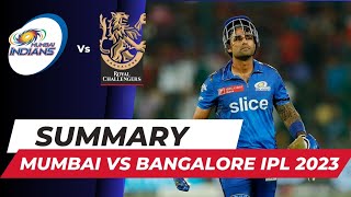 Mumbai Indians vs Royal Challengers Bangalore IPL 2023 Summary | mi vs rcb ipl 2023