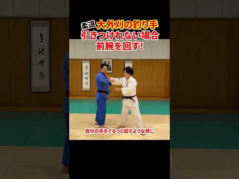 【大外刈の釣り手②】応用編　相四つで引きつけることができない場合の釣り手の使い方　#柔道 #judo #投技 #立技 #大外刈 #釣り手 #崩し #投げ方 #shorts