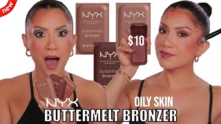 *new* NYX BUTTERMELT POWDER NATURAL FINISH BRONZER REVIEW & 12HR WEAR TEST *oily skin* | MagdalineJ