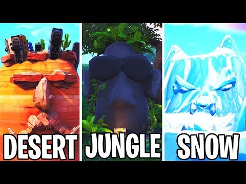 visit a giant face in the desert jungle and snow fortnite season 8 - - visit a giant face in the desert jungle and snow fortnite season 8