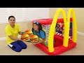 Wendy Pretend Play w/ McDonald’s Inflatable Restaurant Drive Thru Food Toy