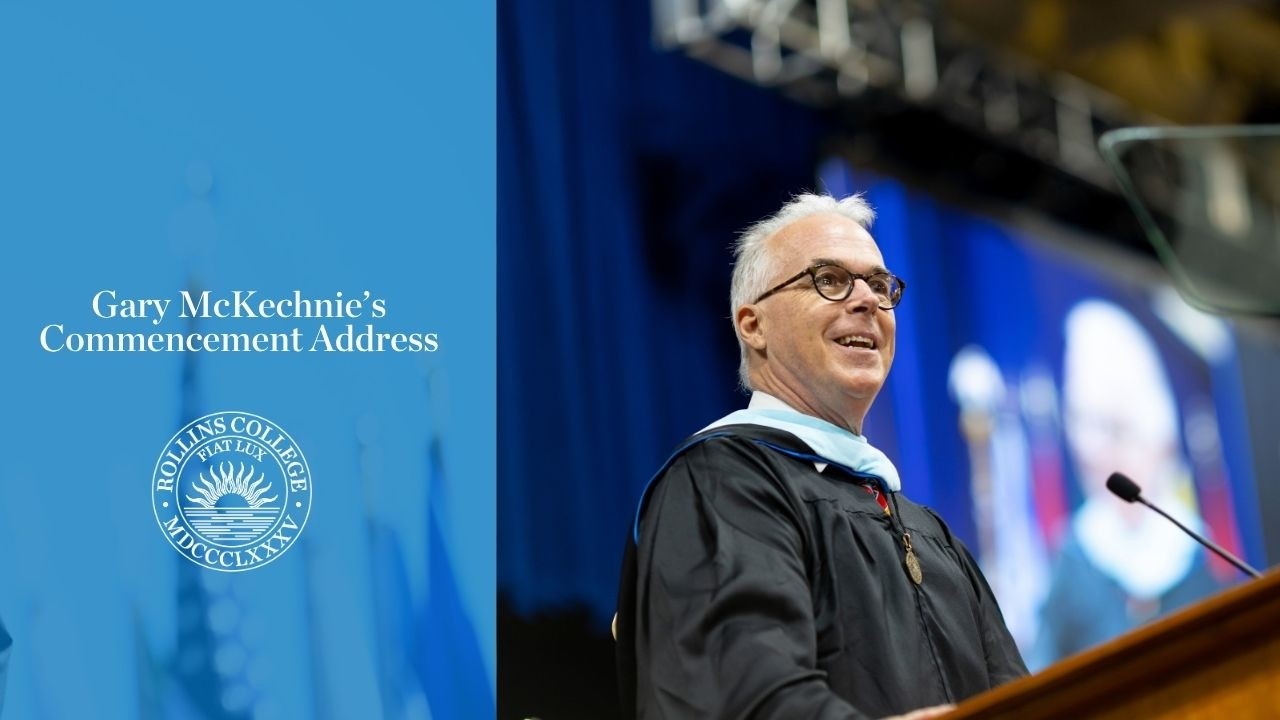 Gary McKechnie ’26MLS giving his commencement address