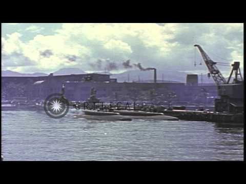 The USS Tinosa (SS-283).  Gato class submarines at Pearl harbor HD Stock Footage