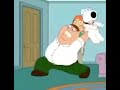 Peter Griffin throws Brian out the window