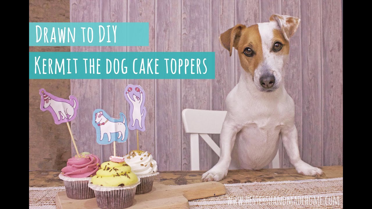Free printout cake toppers, featuring Kermit the dog!