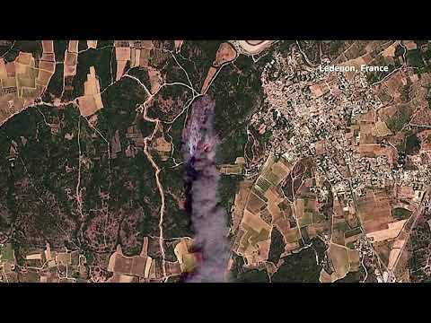 Video Thumbnail: Satellites show flames across Europe as wildfires rage