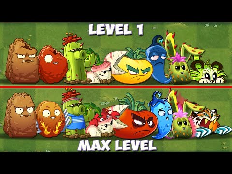 All Plants Level 1 vs Max Level in Game Plants Vs Zombies 2