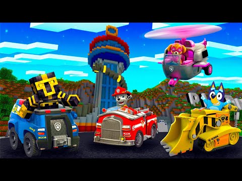 BLUEY PRUEBA LOS VEHÍCULOS DE LA PAW PATROL EN MINECRAFT 😱
