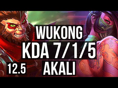 WUKONG vs AKALI (TOP) | 2.6M mastery, 7/1/5, 800+ games, Rank 9 Wukong | NA Grandmaster | 12.5