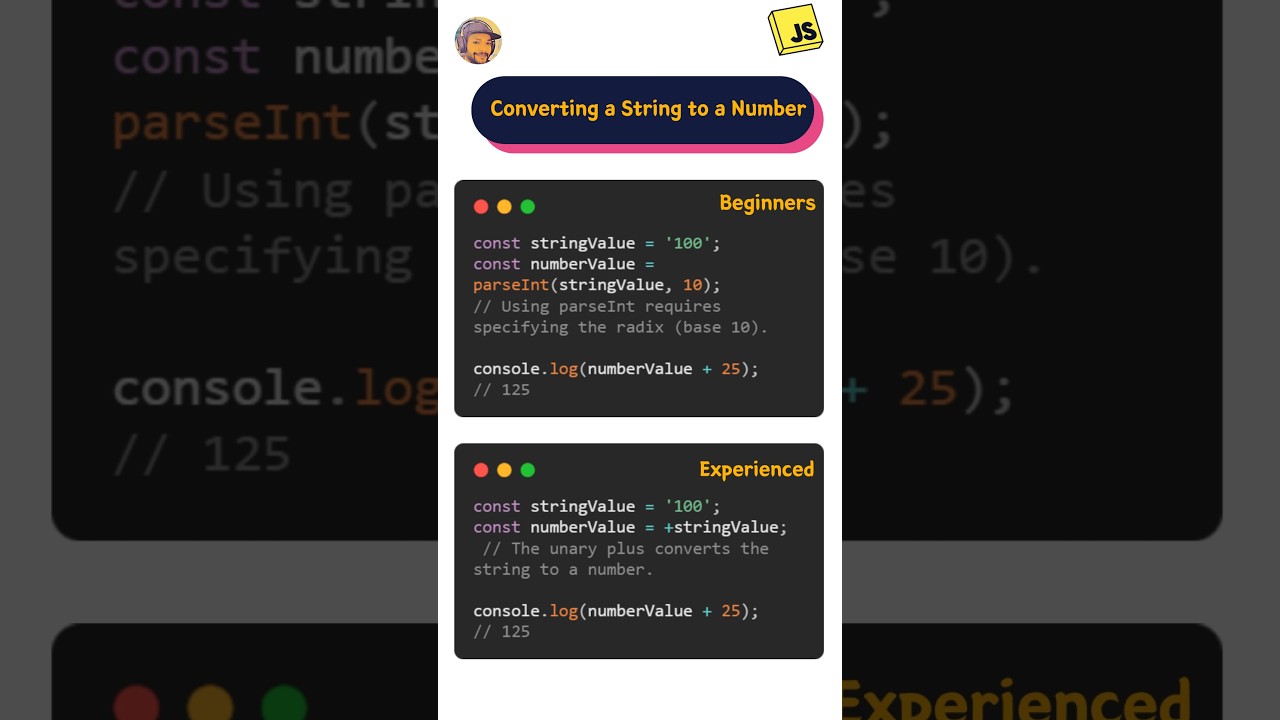 Converting a String to a Number Using JavaScript     #coding #javascript #shorts