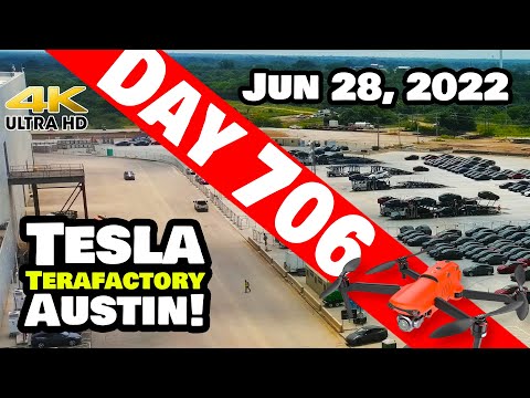 EXODUS OF MODEL Ys AT GIGA TEXAS! - Tesla Gigafactory Austin 4K  Day 706 - 6/28/22-Tesla Terafactory