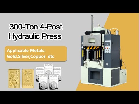 CDOCAST 300-Ton 4-Post Hydraulic Press for High-Precision Coin & Bullion Stamping