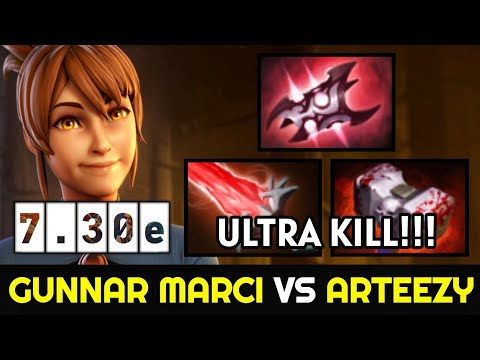 GUNNAR destroy ARTEEZY with Right Click Build Marci 7.30e Dota 2