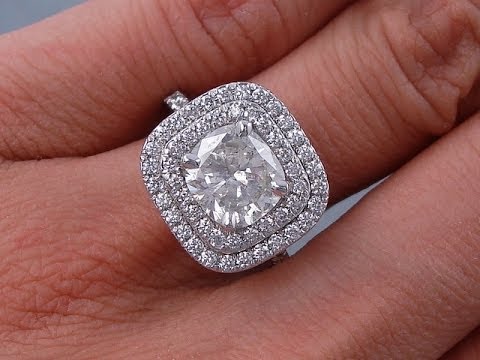 2.82 ctw Cushion Cut G SI2 Diamond Engagement Ring - BigDiamondsUSA