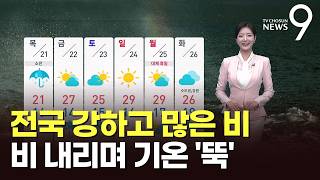 [날씨] 전국 강하고 많은 비…비 내리며 기온 '뚝' [뉴스9]