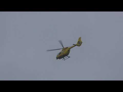 share Storm Dennis  G HEMC East Anglian Air Ambulance  EC145 T2  Helicopter departs Cambridge UK 15f