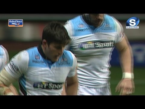 Determined van der Merwe Try for Glasgow Warriors against Ospreys 29th Nov 2013