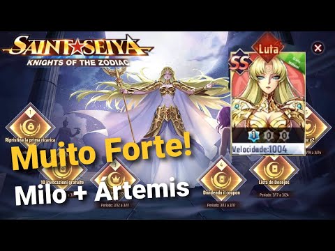 Milo divino com Ártemis de brilho! Saint Seiya Awakening