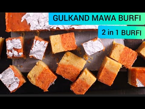 GULKAND KHOYA BARFI | 2 in 1 BURFI | GULKAND MAWA BARFI | DIWALI SPECIAL SWEET RECIPE | EASY MITHAI