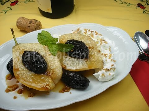 Peras con ciruelas al Armagnac