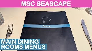 MSC Seascape: Main Dining Rooms - Full Menus