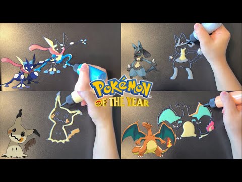 2020 Pokemon of the Year Pancake art - Top 1~4 (Greninja, Lucario, Mimikyu, Charizard)