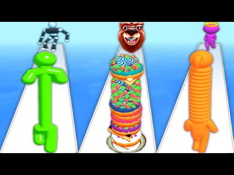 TALL MAN RUN vs PANCAKE RUSH vs LONG NECK RUN - Triple Game