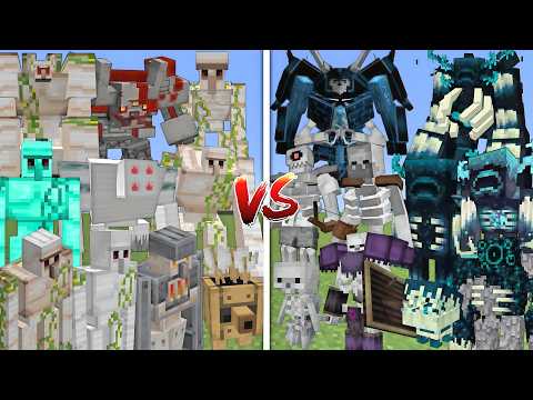 ALL MUTANT IRON GOLEMS VS ALL MUTANT SKELETONS & WARDENS MOBS BATTLE IN MINECRAFT