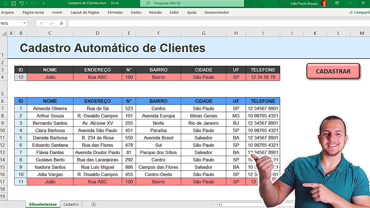 Como fazer Planilha de Cadastro de Clientes Automática no Excel | Criar Botão e Macro