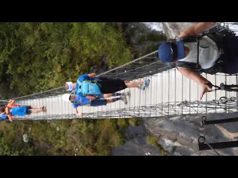 TMB - Day 1 Crossing the Bionnassay Suspension Bridge