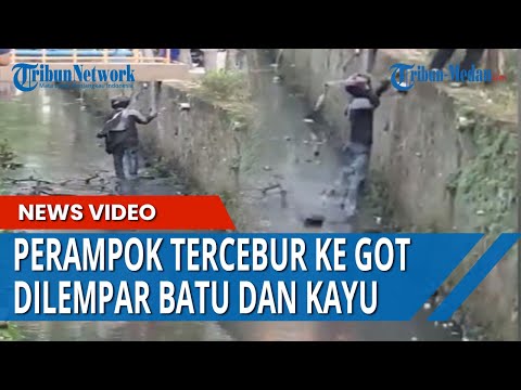 Perampok Bersenjata Tajam Tercebur ke Got, Tak Mau Menyerah Saat Dilempari Warga Pakai Batu dan Kayu