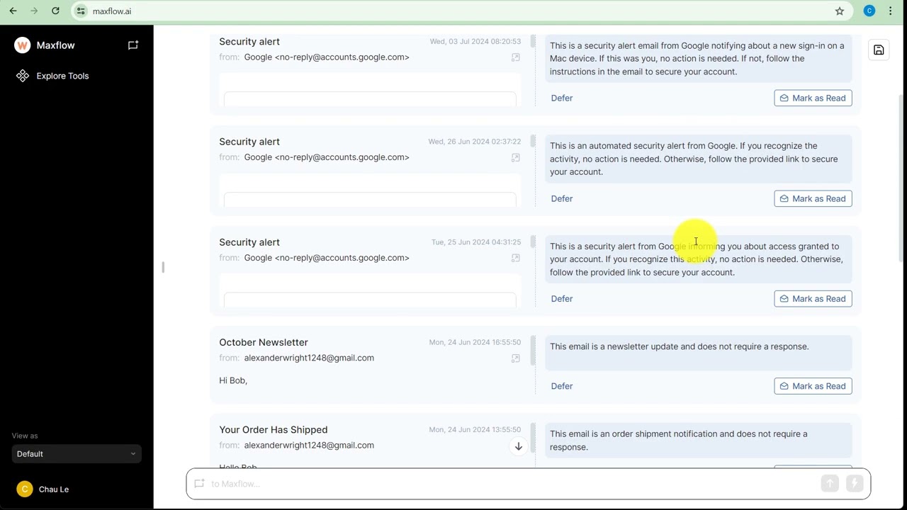 Processing Gmail with Maxflow