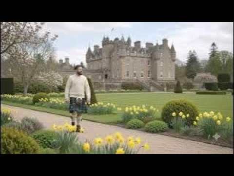 Scotsman Walking Wearing Kilt By Floors Castle On Spring History Visit To Borders Scotland