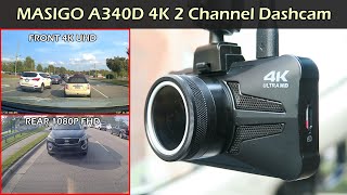 MASIGO A340D Dash Camera | 2 Channel | 4K Front Camer | GPS & WiFi