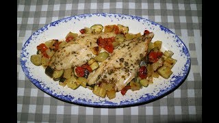 FILETTI DI BRANZINO  O SPIGOLA  AL FORNO CON VERDURE