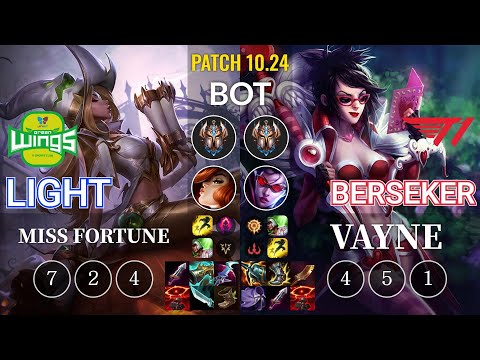 JAG Light Miss Fortune vs T1 Berseker Vayne Bot - KR Patch 10.24