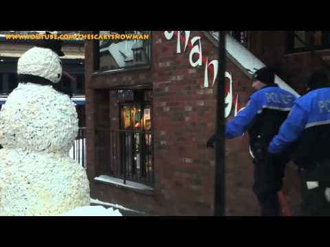 Police threaten to shoot freaky the scary snowman