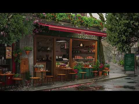 Roadside Cafe Space on a Rainy Day | Gentle, Smooth Jazz Music for Work, Study and Rest