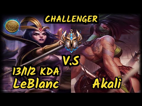 SUP Frozen (LEBLANC) vs AKALI - 13/1/2 KDA MID CHALLENGER GAMEPLAY - EUW