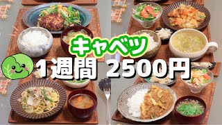 【夜ご飯 1週間献立】キャベツ1玉使い切り 1週間5日の献立 おかず2500円 (´・ω・`)(●`ε´●)2人暮らし(472)