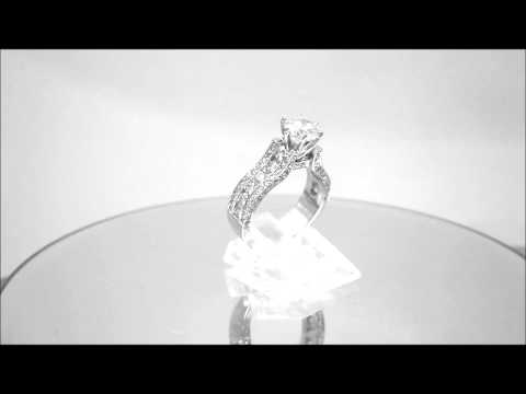 14K WHITE GOLD ROUND CUT DIAMOND ENGAGEMENT RING ART DECO ANTIQUE STYLE 2.22CTW - KNR INC - 312.1