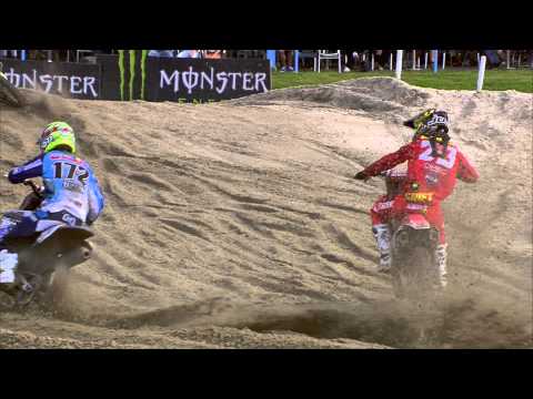 Tim Gajser passes Brent Van Doninck MXGP of The Netherlands 2015