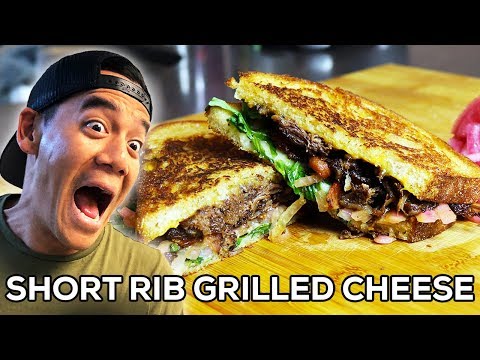 Short Rib Grilled Cheese w/ Homemade Pickled Onions (comedy cooking)